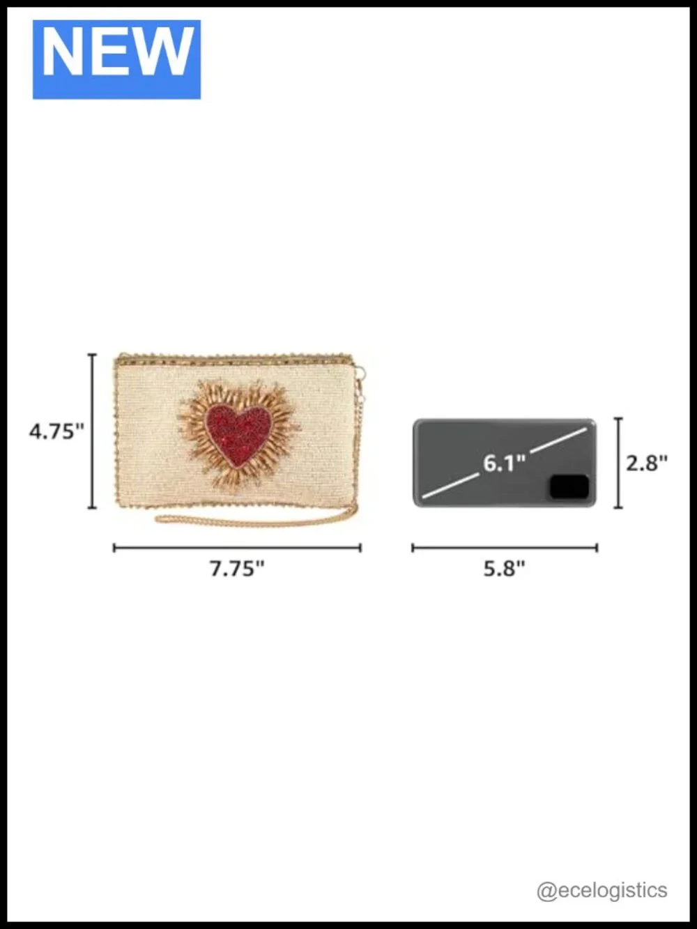 Hand-Beaded Crossbody Phone Bag with Removable Chain Strap